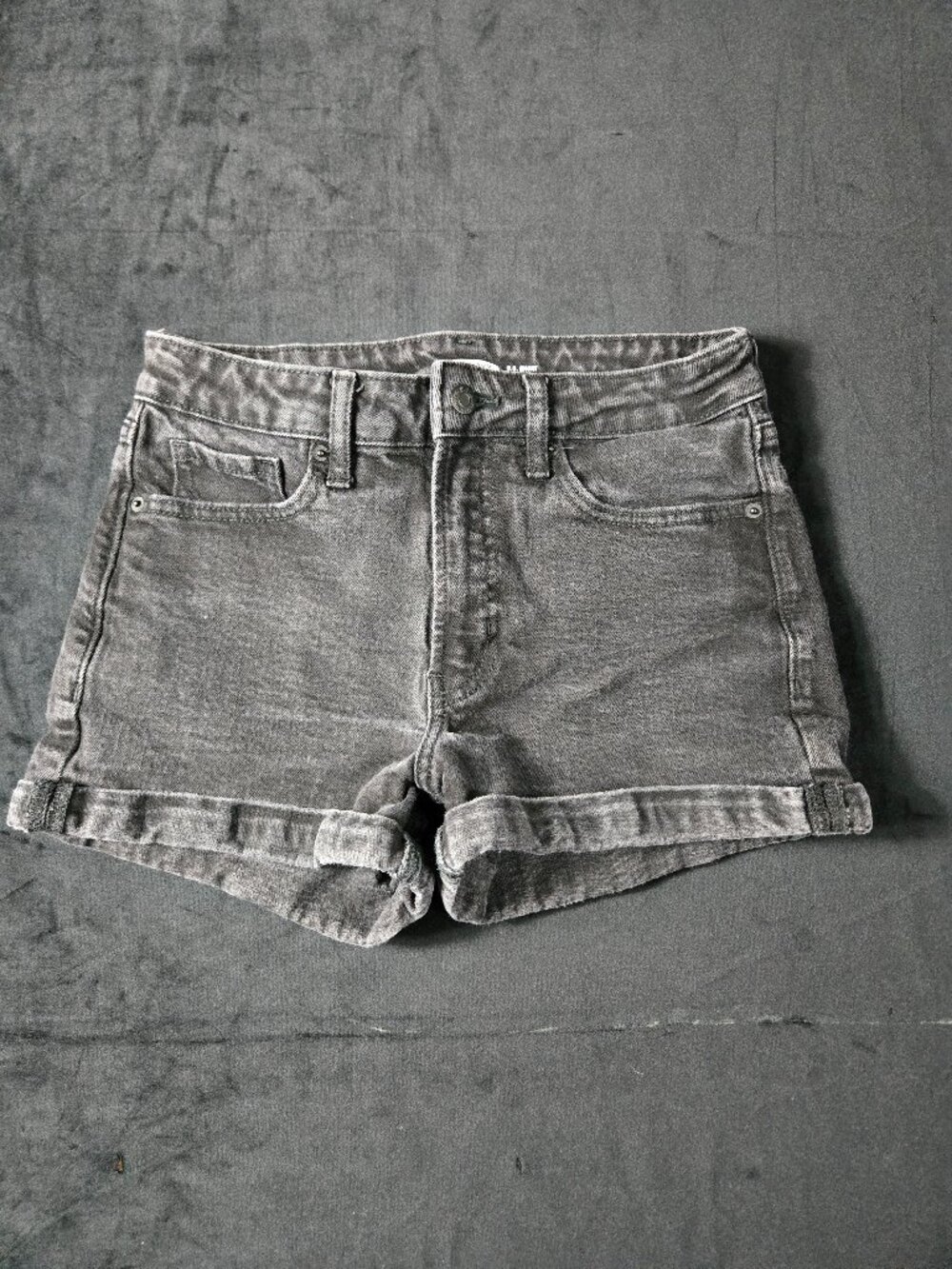 Old Navy OG Women's High Rise Denim Shorts Size 4 Black Acid Wash Cuffed